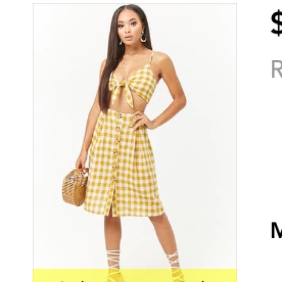 American Eagle Outfitters Dresses & Skirts - Reverse gingham crop cami and skirt set